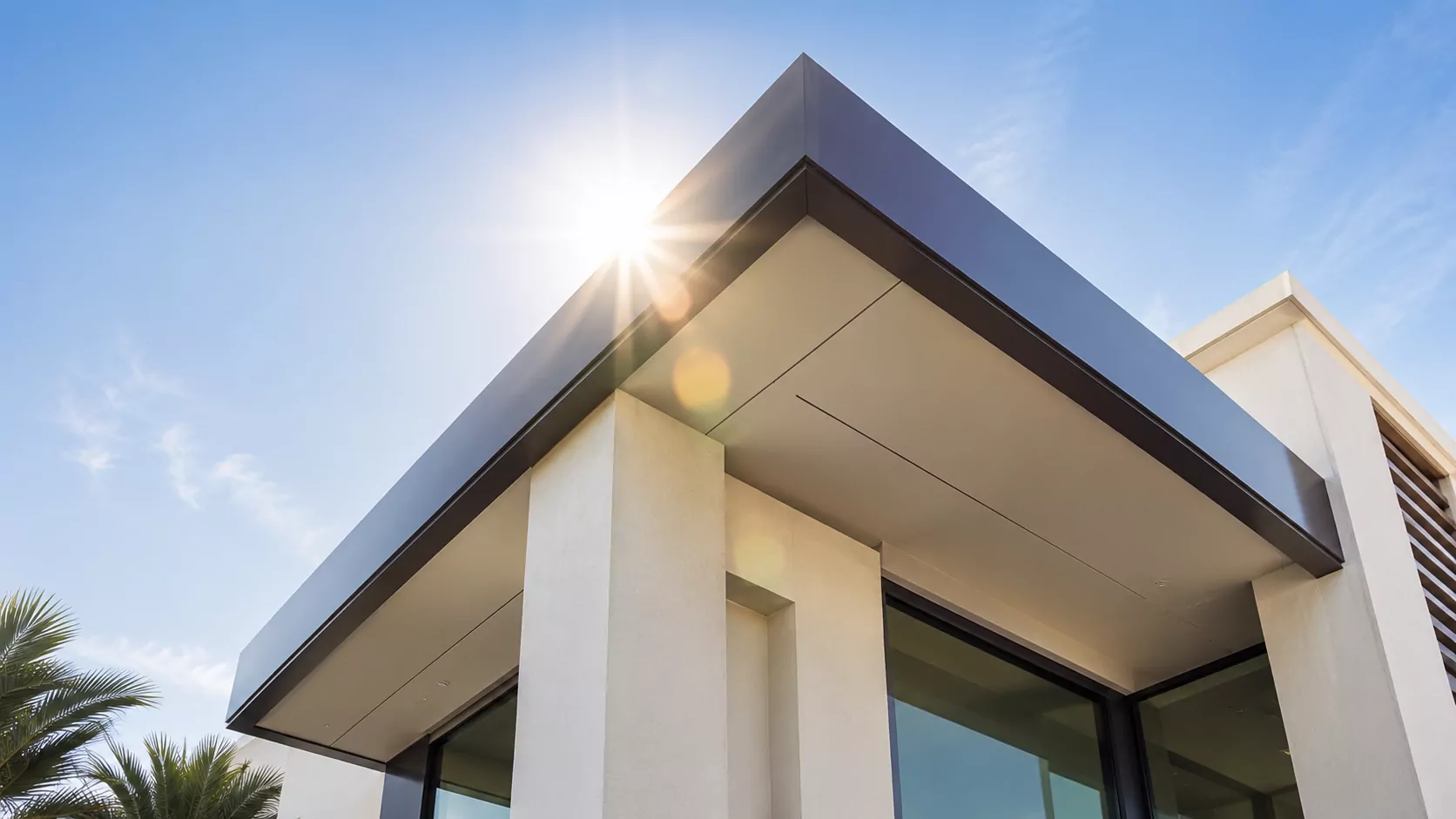 Villa roof under direct Dubai sun, insulated with spray polyurethane foam