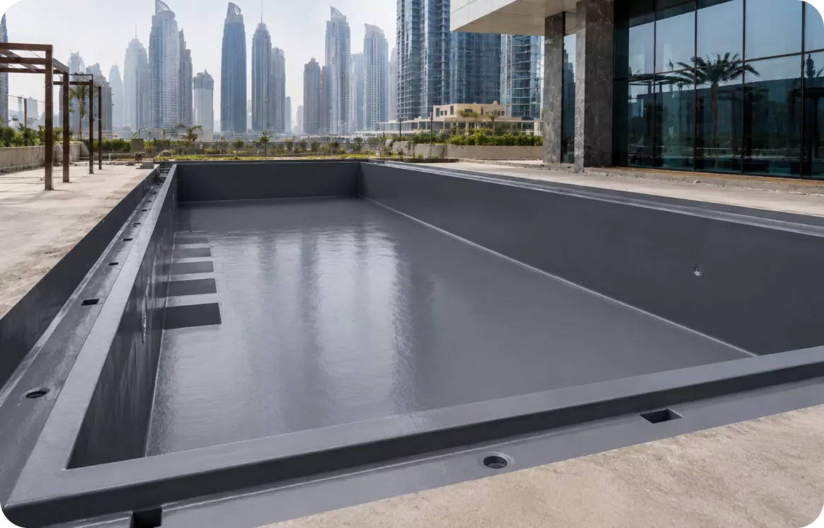 Hotel pool waterproofing in Dubai Marina
