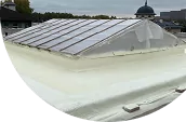Spray foam insulation applied over a villa roof slab