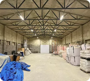 SPF insulation sprayed inside a warehouse