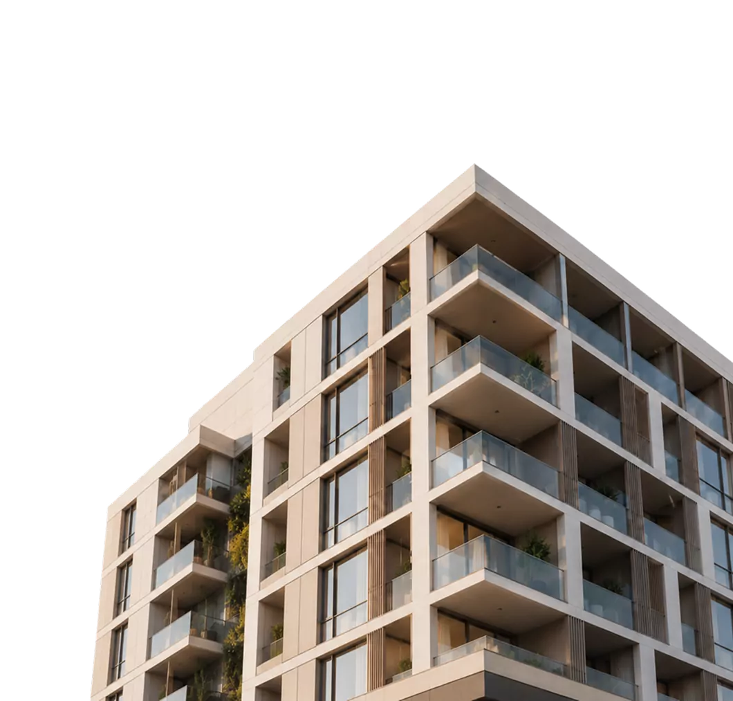 Modern residential building with a combined SPF and polyurea roof system